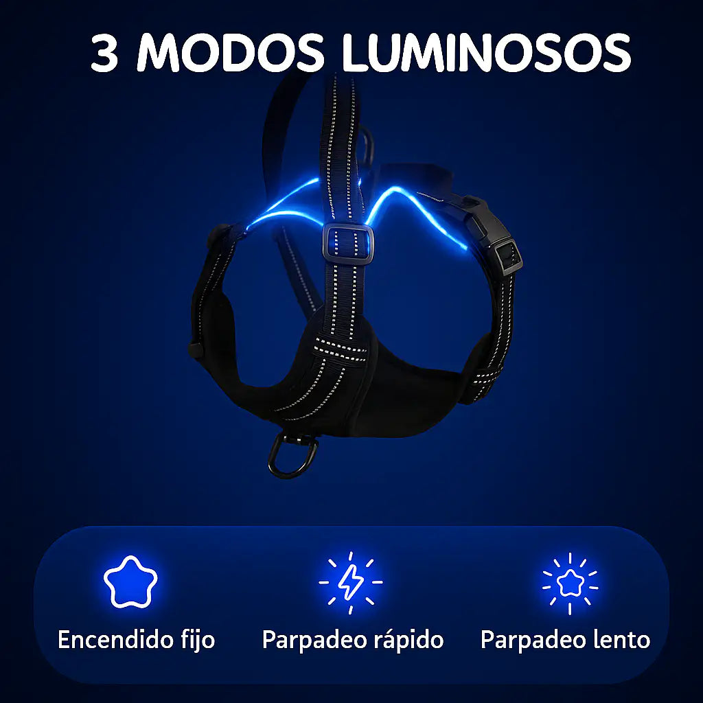 Arnés LED Ergonómico "BrilloSeguro" para mascotas | Paseo y Seguridad - Envío gratis Chile